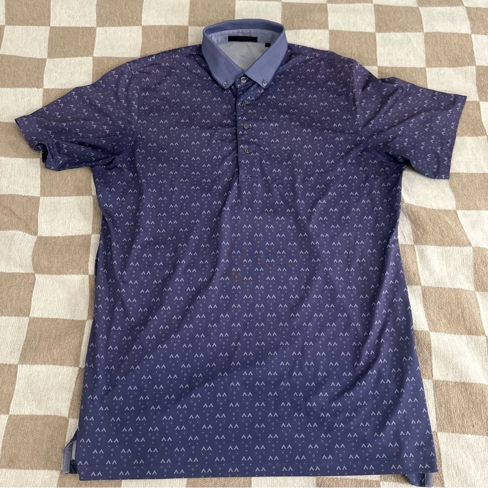 Men's Greyson Short Sleeve Purple Patterned Polo Shirt